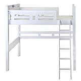 タンスのゲン 北欧パイン 宮付き LEDライト コンセント付き ロフトベッド ハシゴ 木製 シングル F★★★★ シンプル 収納ベッド すのこ ホワイト 42500002 01