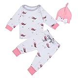 ベビー服　3点セット　肌着　ｔシャツ　ロングパンツ　帽子　部屋着　鳥プリント　赤ちゃん　女の子　綿　可愛い　ソフト (70)