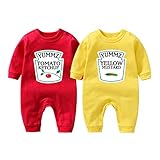 YSCULBUTOL ベビーボディスーツ Yummz トマト ケチャップ マスタード レッド イエロー ツインセット 男の子 女の子 服 双子 ベビー 衣装, マルチカラー 3, 0-3 Months