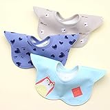 ベビー ビブ よだれかけ スタイ 360度回転 花びら型 食事用 出産のお祝いギフト 柔らかい 男女共用 3枚