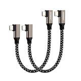 aceyoon USB Type C ケーブル 最大60W L型 オス to オス 2本セット 短い 15センチ USB3.1 10Gbpsデータ転送 USB C L字 15cm 90度 垂直 ナイロン編み タイプC for iPhone15 シリーズ for Galaxy 等USB-Cデバイス対応 90 Degree Right Angle Elbow USB C Cable 60W
