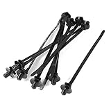 uxcell 結束バンド　電線　調節可能　プッシュマウント　ブラック　ナイロン 　5mm　10個