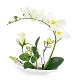 Potted人工花Phaleanopsis Arrangement装飾Orchid花盆栽ガーデンデザインシリーズ ホワイト CC0619SHD