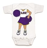 LSU Tigers Heads Up 。Cheerleader Baby Onesie 6 months