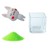 花市場直送便 ミニチュアガラス ウサギごろごろ & カラーサンド パステルグリーン & 植え込み用グラス ニューブロックS
