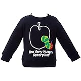 2017年 秋冬 はらぺこあおむし パイル起毛 りんご＆さがら刺繍 長袖トレーナー THE WORLD OF ERIC CARLE ブラック◇95cm