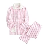 （エイーホ)Ayfoone マタニティ 授乳服 パジャマ 妊婦 ルームウェア 家着 ボーダー 前開き あたたか フリース ふわふわ 授乳口 ウエスト調整 産前 産後 (XL, ピンク)