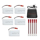 5PCS 3.7V 1200mAh 25C Lipo 1対5充電器 JSTプラグ用のMJX T04 T05 T25 V2400HD V2450FPV V2450GPS X900 X9TWリモコン4軸航空機に