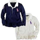 polo_ralph_lauren ポロ ラルフローレン　ビッグ ポニー ポロシャツ長袖 （ネイビー・ミルク）【月齢：1歳~1歳半】（並行輸入品） (12M（1歳）, ミルク)