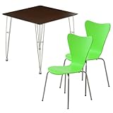 カジュアルモダンダイニング3点セット【-Refinado-レフィナード】（テーブル+チェア2脚）Kセット（テーブル）ダークブラウン（チェア）グリーン