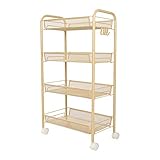 LaCyan キッチン収納 メッシュカート 小物収納 カート ローリングカート スチールラック 洗面台 カート 隙間収納 シンプル キャスターカート2色 (イエロー, 4段)