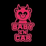 パンダ Baby in car カッティングステッカー ショッキングピンク 濃桃