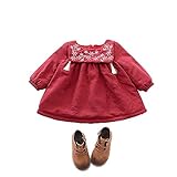 ベビー服 女の子ワンピース 子供服 Pojour 冬 防寒 ドレス 可愛いワンピース オシャレ綿 厚手 裏毛 通園 発表会 旅行 記念日 プレゼント 赤