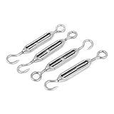 uxcell ターンバックル　アイフック　　スレッド　調整可能　ステンレス鋼　シルバートーン　M4　4個入り