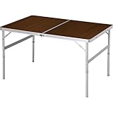 アイリスプラザ テーブル アウトドア 幅120×奥行80×高さ70~39cm ブラウン