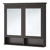 IKEA(イケア) HEMNES ミラーキャビネット 扉2枚付き, ブラックブラウンステイン (20217678) (202.176.78)