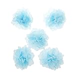 Perfeclan 綺麗な　シフォン　造花　ローズ　手作り　DIY　装飾　リボン　花　装飾　工芸　多目的　多用途　装飾花　5個　全2色 - 青