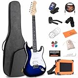 ADM エレキギター 初心者キット 39インチ フルサイズ ギターパッケージ アンプ、バッグ、ストラップ、弦、チューナー、ケーブル、ピック付き (ブルーサンバースト)