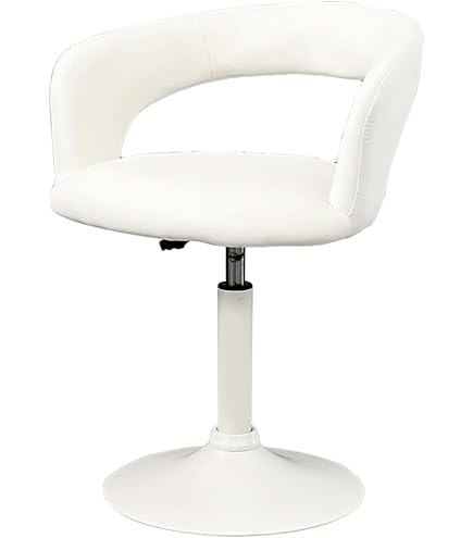 2台 回転 昇降 ホワイト合成皮革ダイニングチェア