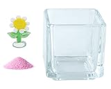 花市場直送便 ミニチュアガラス マーガレット & カラーサンド ラベンダー & 植え込み用グラス ニューブロックS