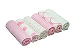 Cuddles Collection Printed Muslin Squares (6 Pack, Pink/ White) by Cuddles Collection