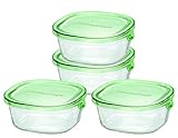 iwaki(イワキ) 耐熱 ガラス 保存容器 角型 パック&レンジ 4点セット グリーン 45...
