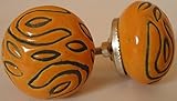 Vintage Look Lot of 2 Zoya's Colorfull Hand Carved Ceramic Knobs Handmade Ceramic Door Knobs Kitchen