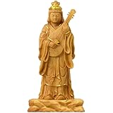 海宇工芸(kaiu art) 木彫り仏像-小仏 【弁財天（弁才天）】立像 柘植 金泥仕様 ※桐箱入れ