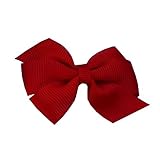 Pinwheel Bow Hair Clip - Toddler TruStay Clip - Best NO Slip Barrette For Fine Hair (TA3-Red) by Twi