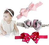 ベビー 用 ヘアバンド　3点セット　伸縮性 赤ちゃん　はなリボン　髪飾り　出産祝い　内祝い 誕生日　記念撮影　カラー (4#)