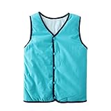PANCY 子供服 秋冬 防寒ベスト 袖なしジャケット 無地 男の子 女の子 多色(110cm,ブルー)