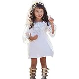 Little girlドレス、vicbovo幼児用ベビーガールズオフショルダー半袖レースプリンセスパーティーウェディングドレス 5-6T ホワイト