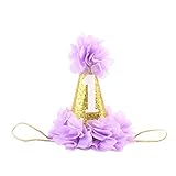 chuangli赤ちゃん花ヘアアクセサリークラウン1st誕生日パーティー帽子カチューシャプリンセス US サイズ: One Size カラー: パープル