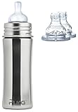 Pura Kiki Stainless Steel 11 Ounce Infant Bottle plus 2 XL Sipper Spouts Natural [並行輸入品]