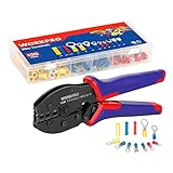 WORKPRO (ワークプロ) 圧着ツールキット ラチェット絶縁端子クリンパー 22~10AWGワイヤー用 圧着プライヤー 端子コネクタ100個付き