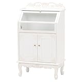 リビング 収納 インテリア エレガント な 彫刻 と ねこ脚 が ポイント 約 幅 60cm 奥行き 35cm 高さ 101cm VIOLETTA ガラスのキャビネット ホワイト