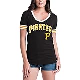 Pittsburgh PiratesレディースS / S Vネックベビージャージー XS ブラック