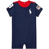 Ralph Lauren(ラルフローレン) ビッグポニー星条旗パッチカバーオール(Navy/Red)ショートオール 12M(9-12ヶ月) [並行輸入品]