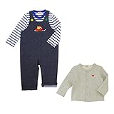 [ミキハウス] MIKIHOUSE ドライブプッチー　オーバーオール・カーディガン３点ギフトセット (70cm-80cm) 14-3304-845 紺