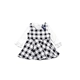 ベビー服 子供服 女の子ワンピース Pojour 長袖ドレス 可愛いグリッドワンピース 秋冬ストラップスカート オシャレ 通園 発表会 旅行 記念日 プレゼント 白