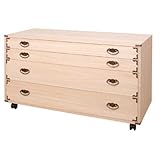 キャスター付桐チェスト隅金具付き　4段　HI-0043