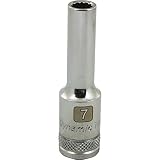 Dynamic Tools D009707 3/8 Drive 12 Point Metric Socket with 7mm Deep Length, Chrome Finish by Dynami