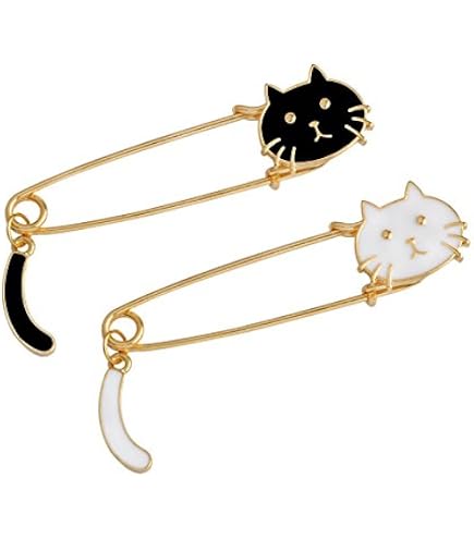 Amazon.co.jp: 猫 ネコ ブローチ 安全ピン 2個入 揺れる尻尾 ストール