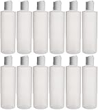 Earth's Essentials Twelve Pack Of Refillable 8 Oz. Squeeze Bottles With One Hand Press Cap Dispenser
