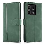 【CASAFUNY】 向けの Xiaomi Redmi Note 13 Pro 5G ケース 手帳型 耐衝撃 PUレザー 対応 Xiaomi Poco X6 5G ケース 手帳型 ビジネス風 携帯カバー 対応 レドミノート13pro5g スマホカバー おしゃれ Redmi Note 13 Pro 5G スマホケース シンプル お洒落 カバー カードポケット マグネット開閉式 スタンド機能-グリーン