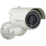 Masione Fake / Dummy Bullet Camera with Flashing IR Red LED Light, Home Security Surveillance ( Whit