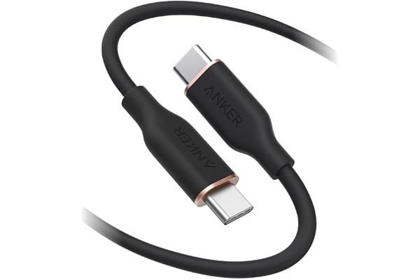 Anker PowerLine III Flow USB-C & USB-C ケーブル (1.8m ミッドナイトブラ) | Anker絡まないケーブル 240W 結束バンド付き USB PD対応 シリコン素材採用 iPhone 17 / 16 / 15 / Galaxy iPad Pro MacBook Pro/Air 各種対応