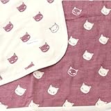 Hanzam Cocoa（ハンザムココア） 6重ガーゼケット 6重 タオルガーゼ ブランケット ひざ掛け ギフト 出産祝い おなかけっと動物シリーズ ネコ柄（顔） ミステリアス クォーターサイズ（10