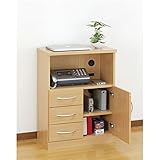 たっぷり収納FAX台(電話台/サイドボード) 幅59.5cm 二口コンセント付き ナチュラル