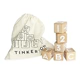 Tinkerton ABC 123ブロック:木製アルファベットブロックwith Numbers – 1.5「キューブ木製レター&番号Stacking、建物&学習 – キッズ用3ヶ月の& Up – 21